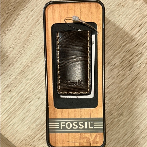Fossil Brown Leather Money Clip Card Holder🥳🥳❌❌ - Picture 1 of 5